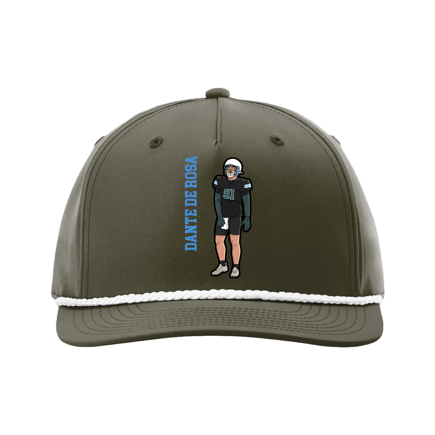 Five-Panel Classic Rope Cap — Name Vertical in Green