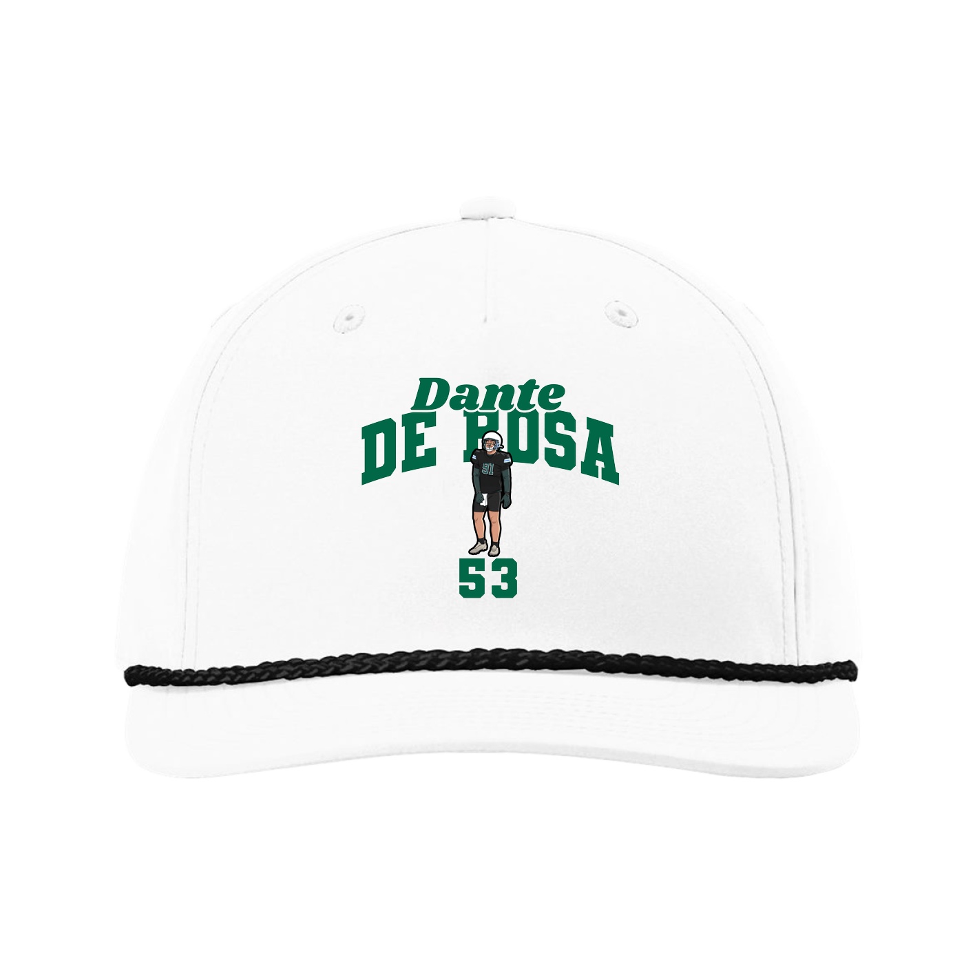 Five-Panel Classic Rope Cap — Signature Arch in White