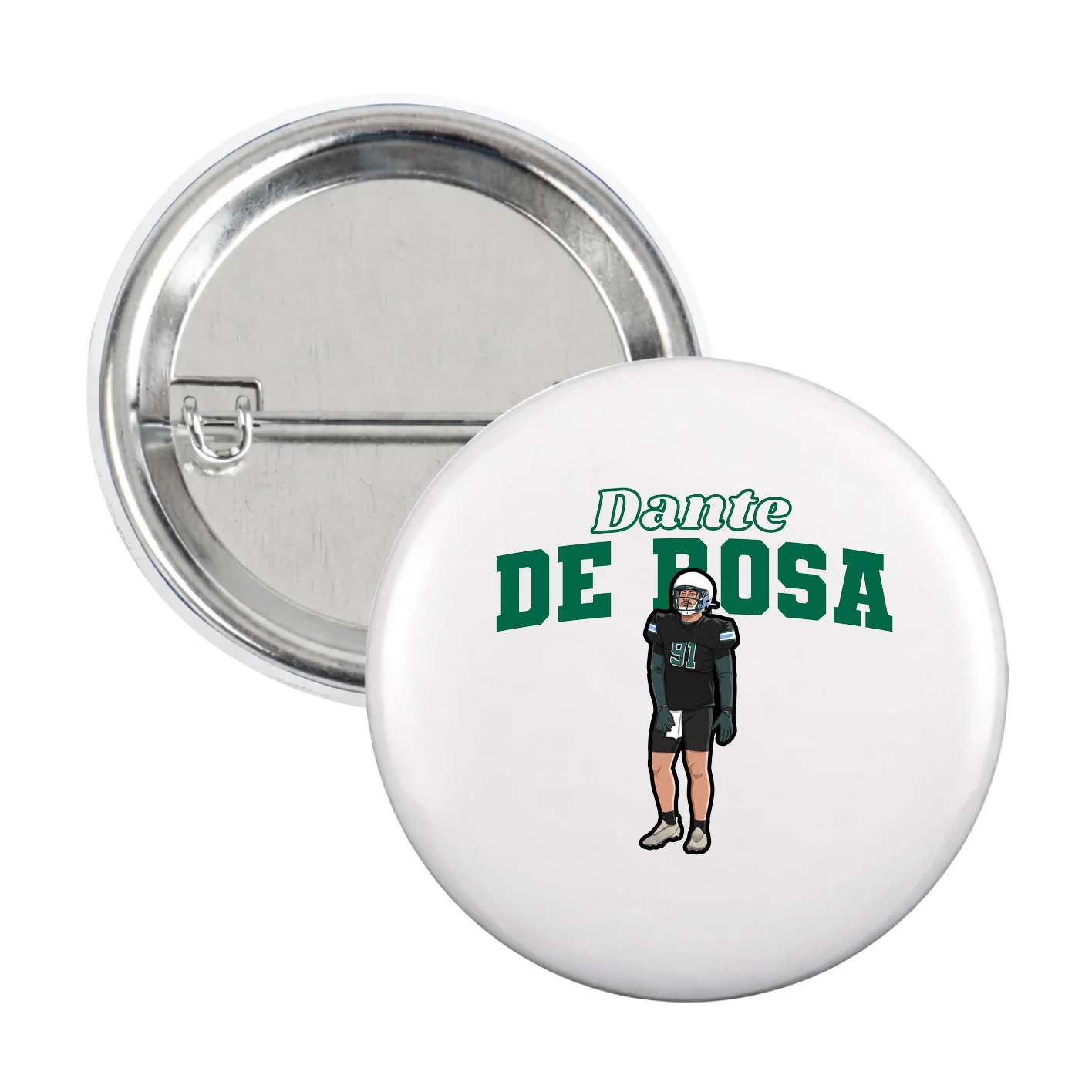 Game Day Button — Name Arch in White