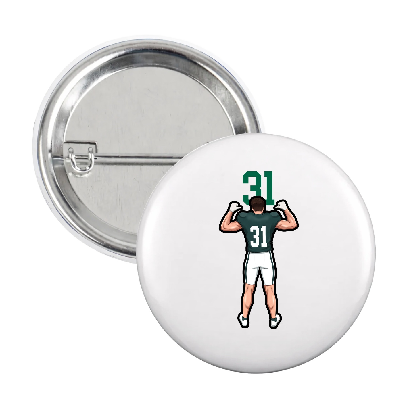 Game Day Button — Number Top in White
