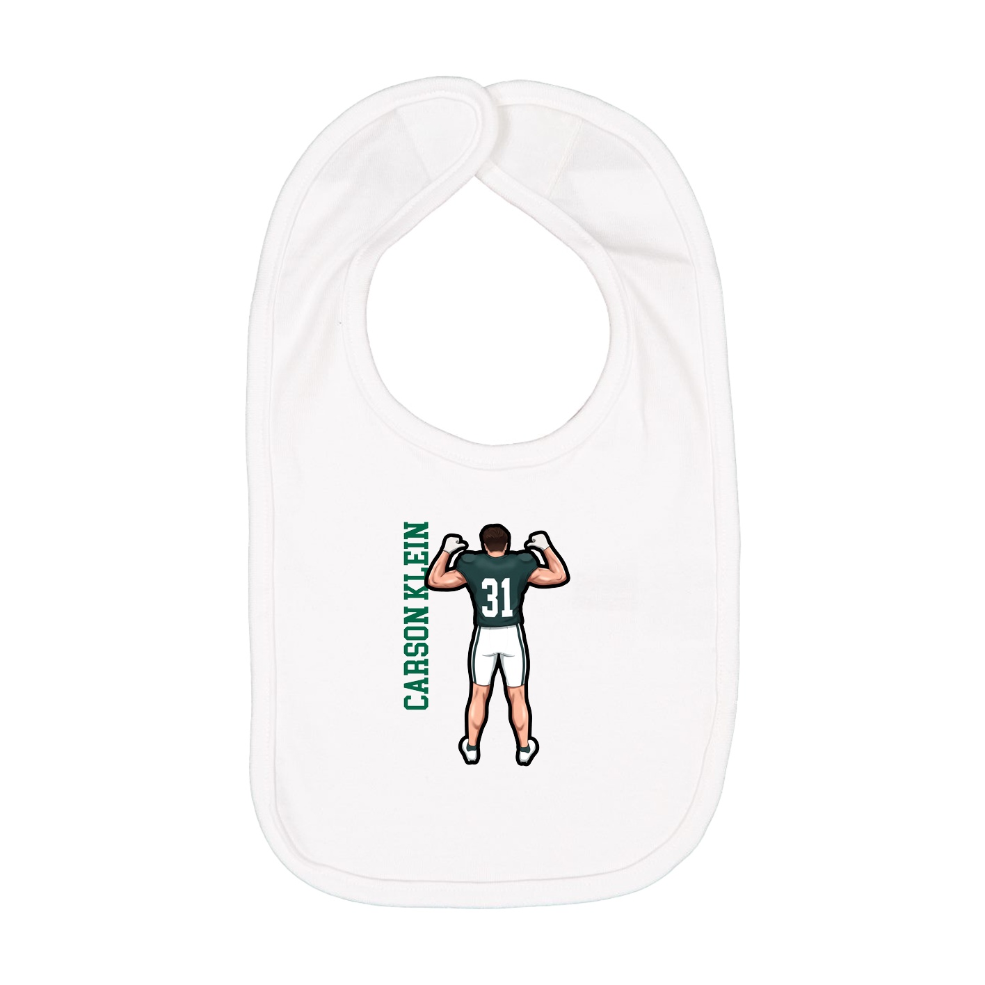 Infant Bib — Name Vertical in White