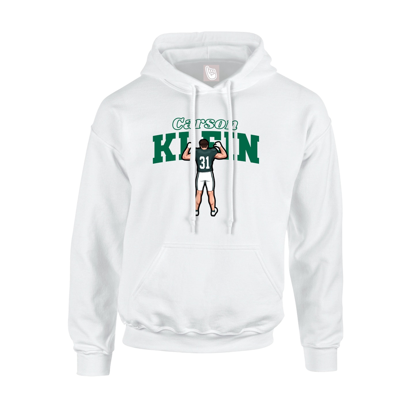 Youth Hoodie — Name Arch in White