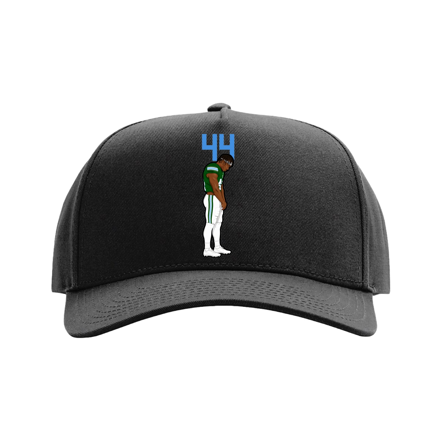 Full Fabric Five-Panel Champ Cap — Number Top in Black