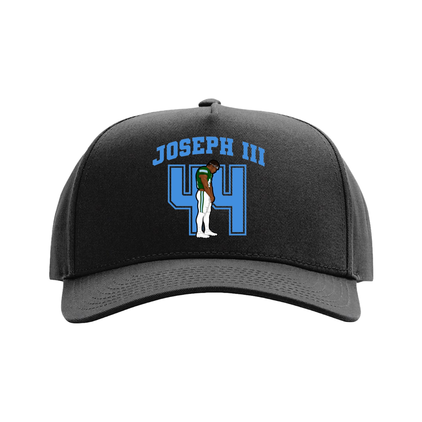 Full Fabric Five-Panel Champ Cap — Number in Black