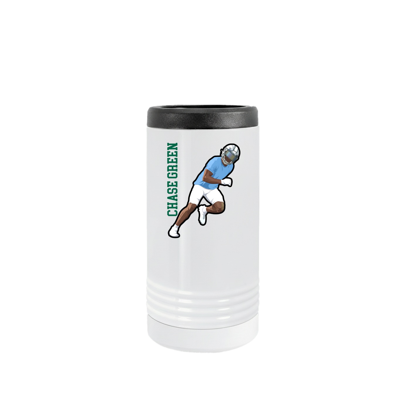 Slim Beverage Holder — Name Vertical in White