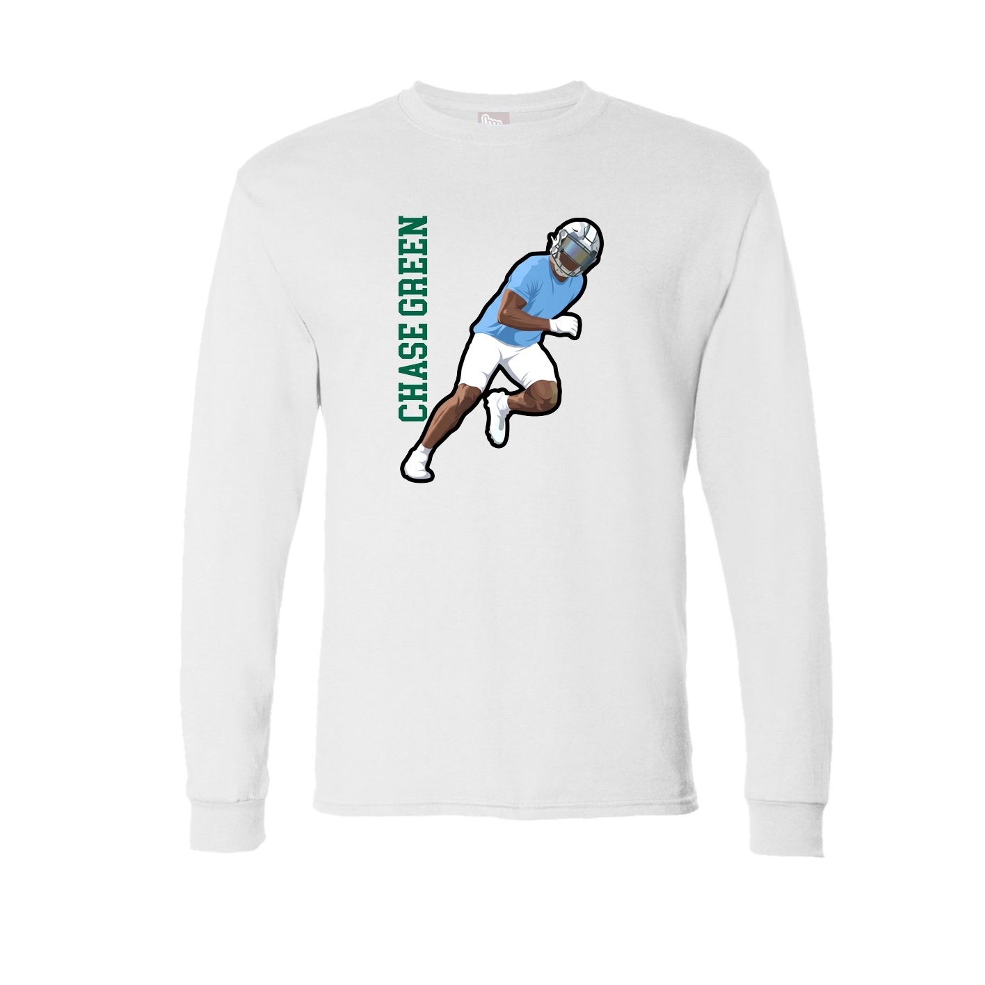 Long Sleeve Tee — Name Vertical in White