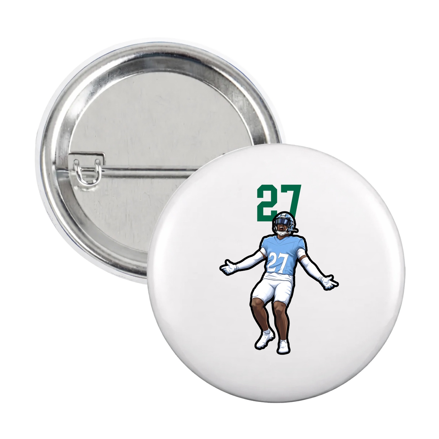Game Day Button — Number Top in White