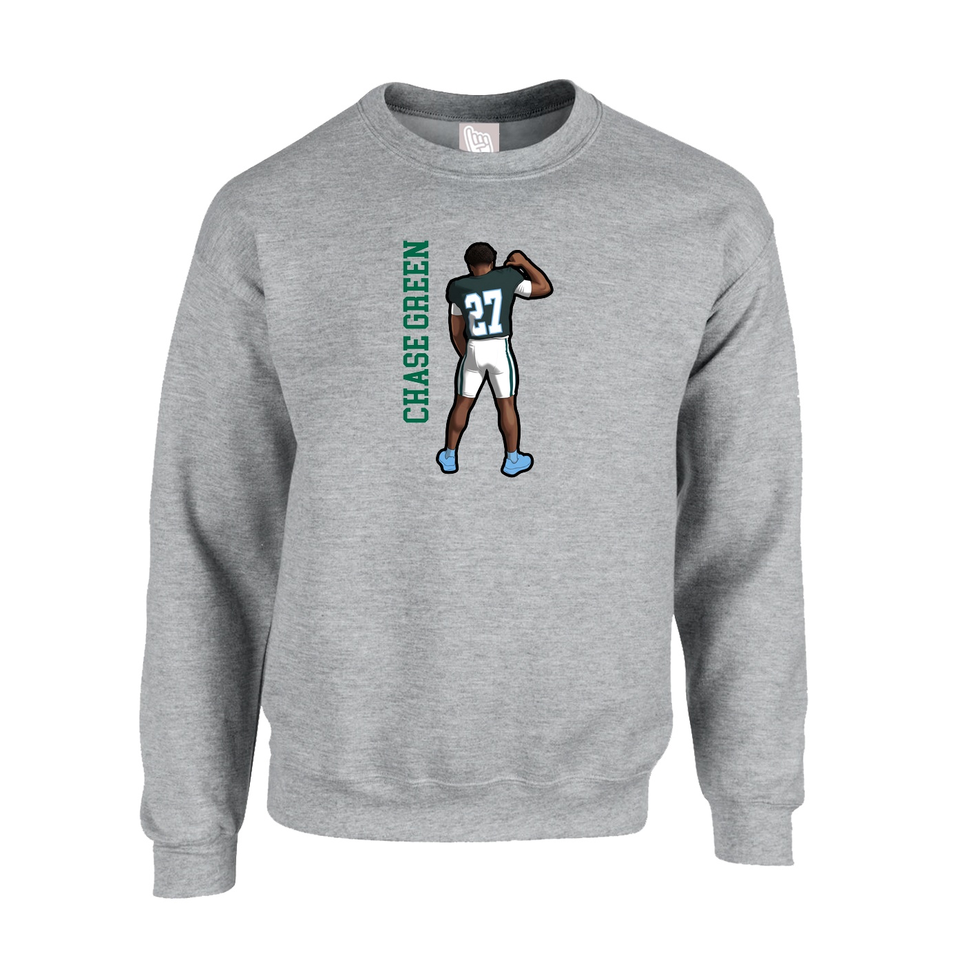 Fleece Crew — Name Vertical in Grey