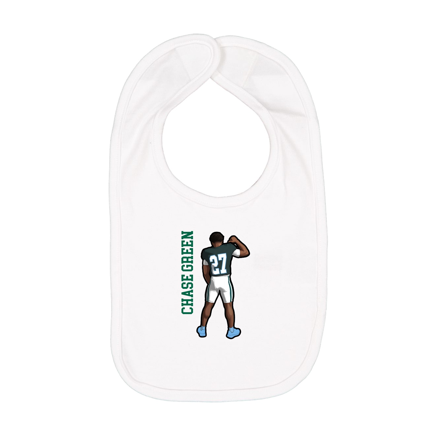 Infant Bib — Name Vertical in White