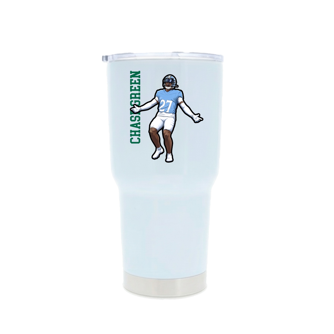30oz Stainless Steel Tumbler — Name Vertical in White