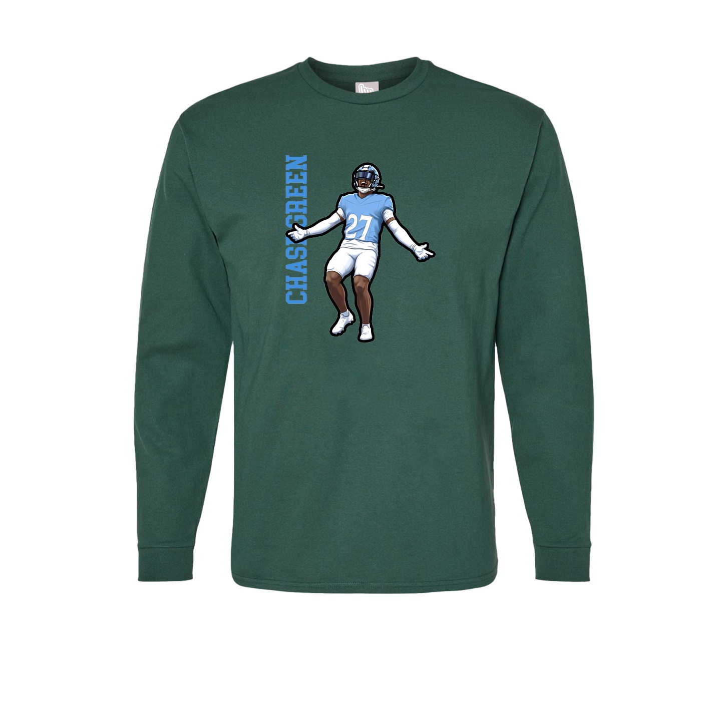 Long Sleeve Tee — Name Vertical in Green