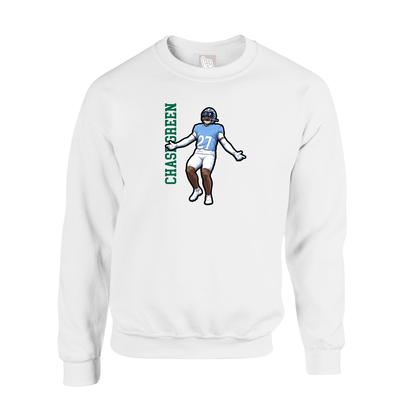 Fleece Crew — Name Vertical in White