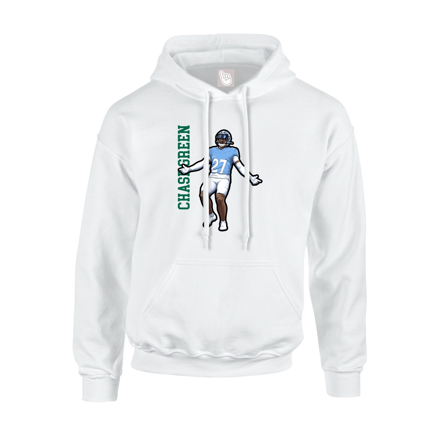 Youth Hoodie — Name Vertical in White