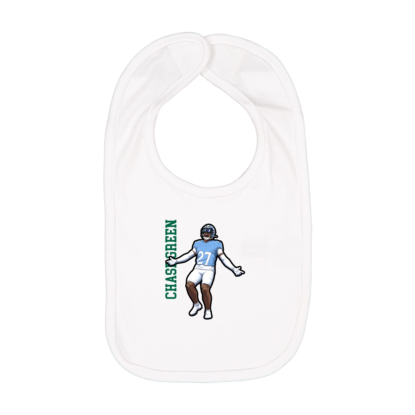 Infant Bib — Name Vertical in White