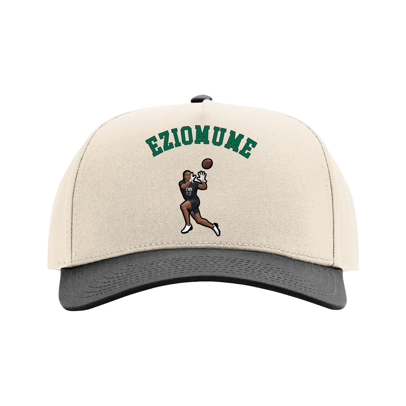 Full Fabric Five-Panel Champ Cap — Shirsey Arch in Cream/Black