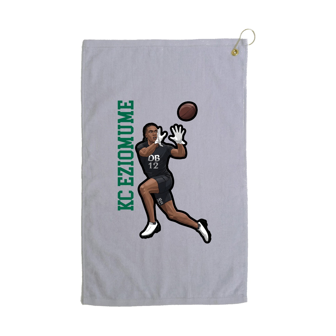 Golf Towel — Name Vertical in Grey