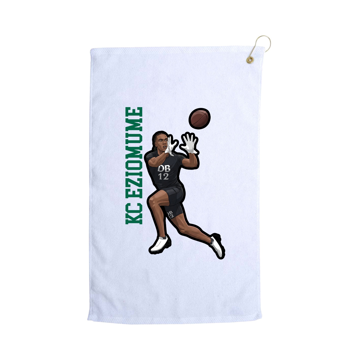 Golf Towel — Name Vertical in White