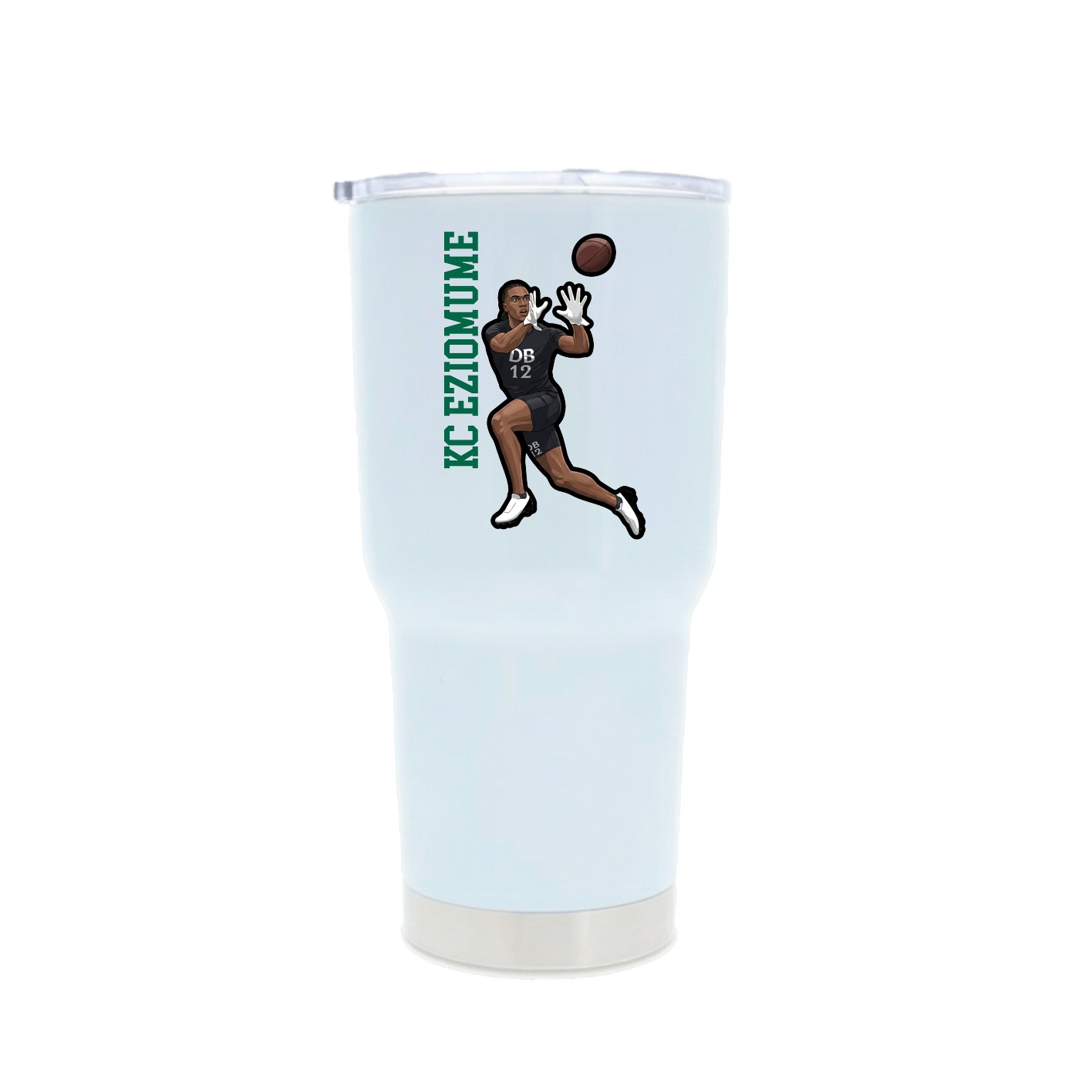 30oz Stainless Steel Tumbler — Name Vertical in White