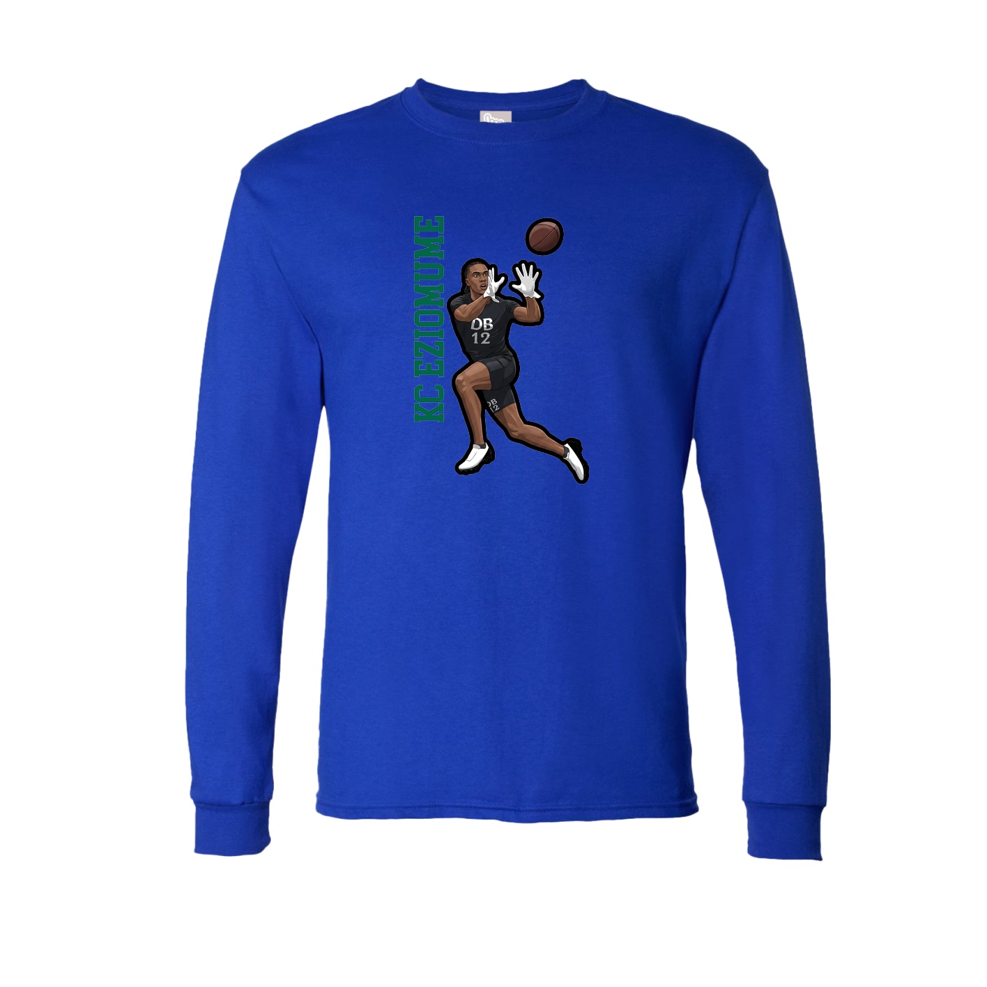 Long Sleeve Tee — Name Vertical in Royal
