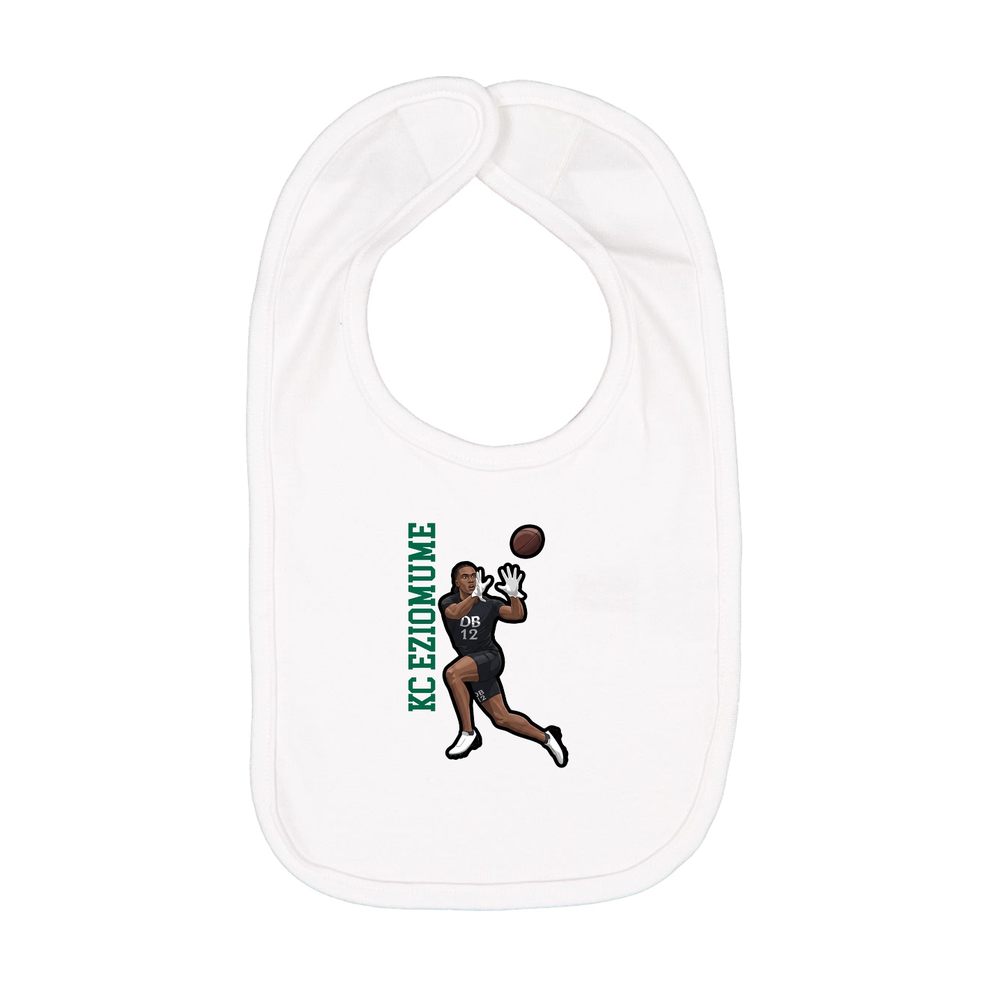 Infant Bib — Name Vertical in White