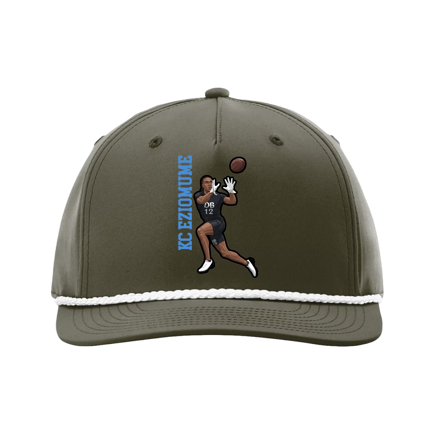 Five-Panel Classic Rope Cap — Name Vertical in Green
