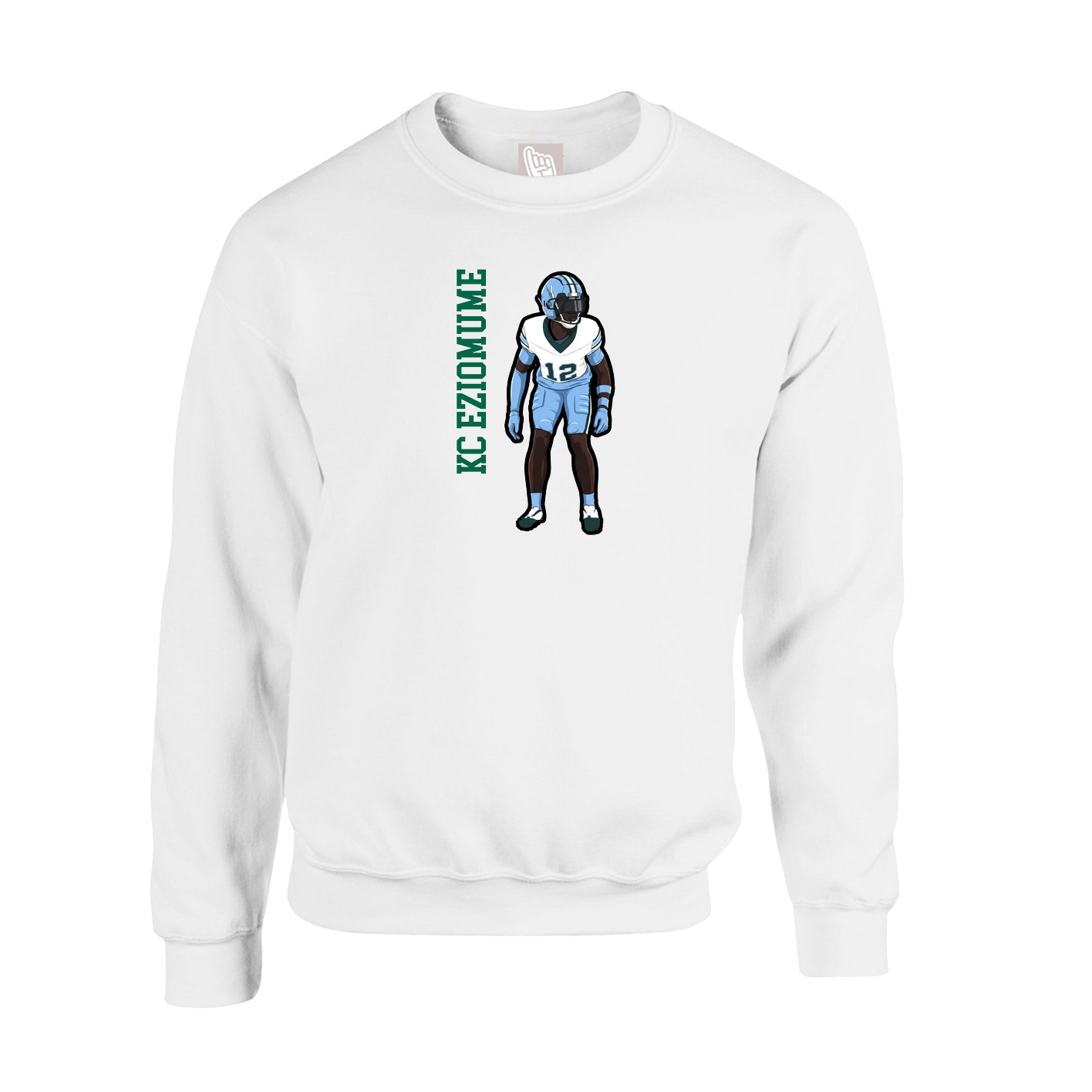 Fleece Crew — Name Vertical in White