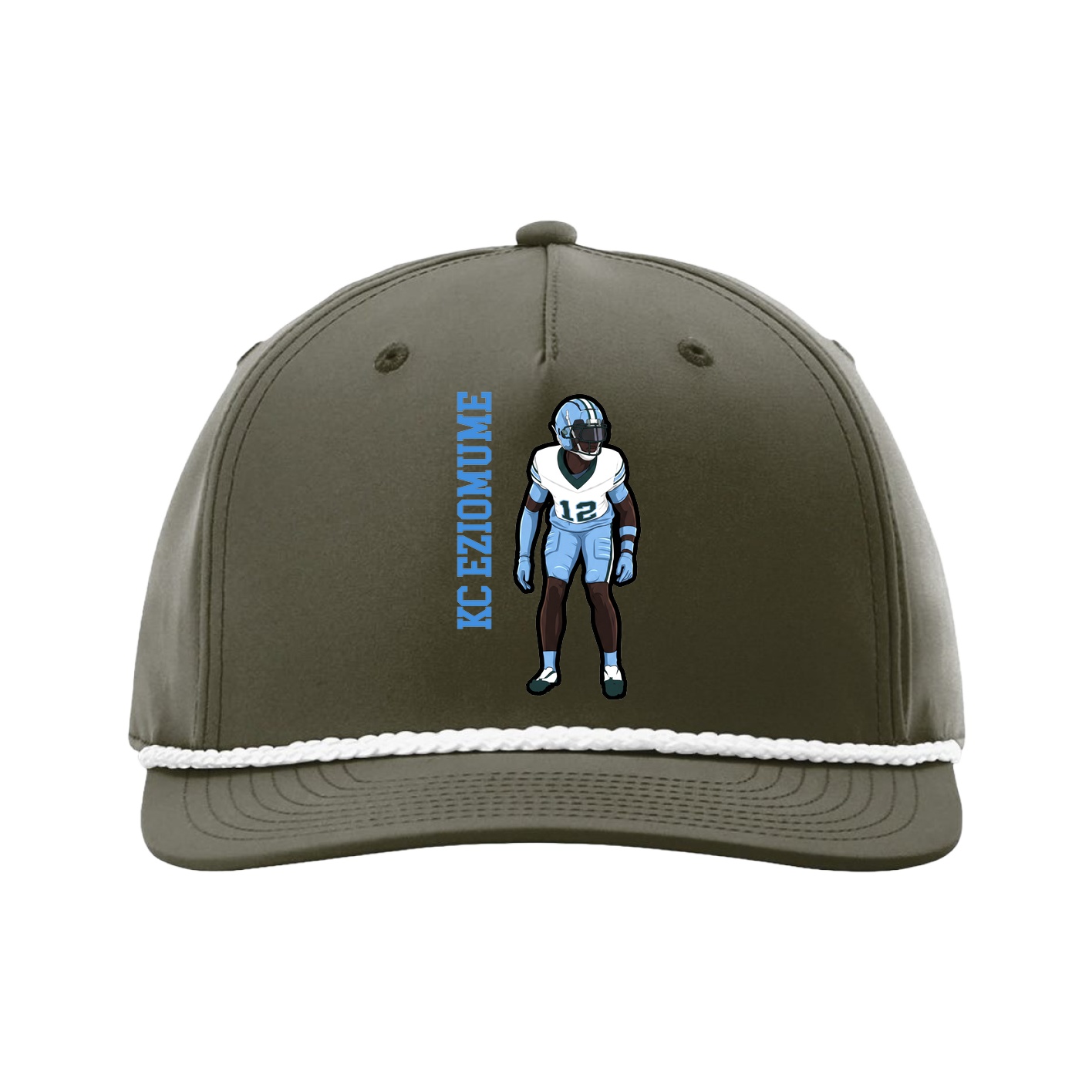 Five-Panel Classic Rope Cap — Name Vertical in Green