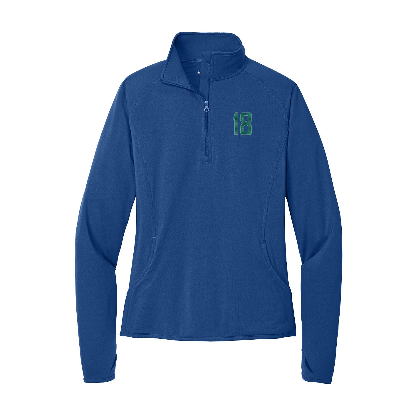 Women's Q-Zip Pullover — Front Shirsy in Royal