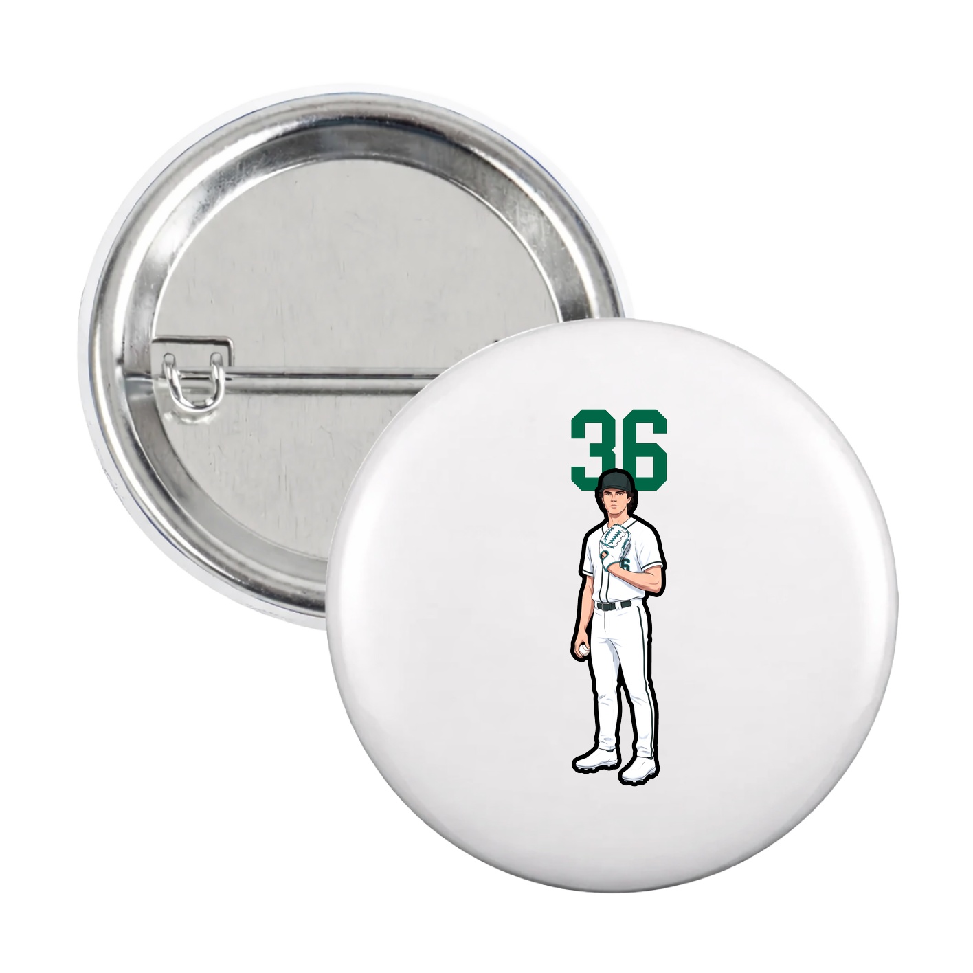 Game Day Button — Number Top in White