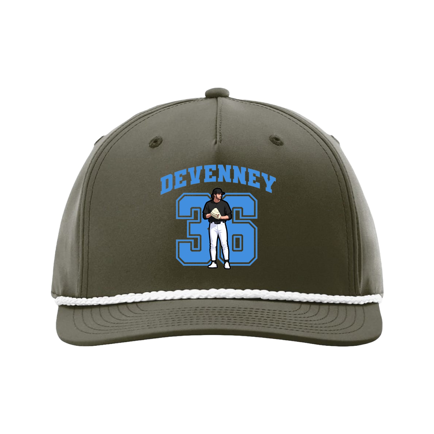 Five-Panel Classic Rope Cap — Number in Green