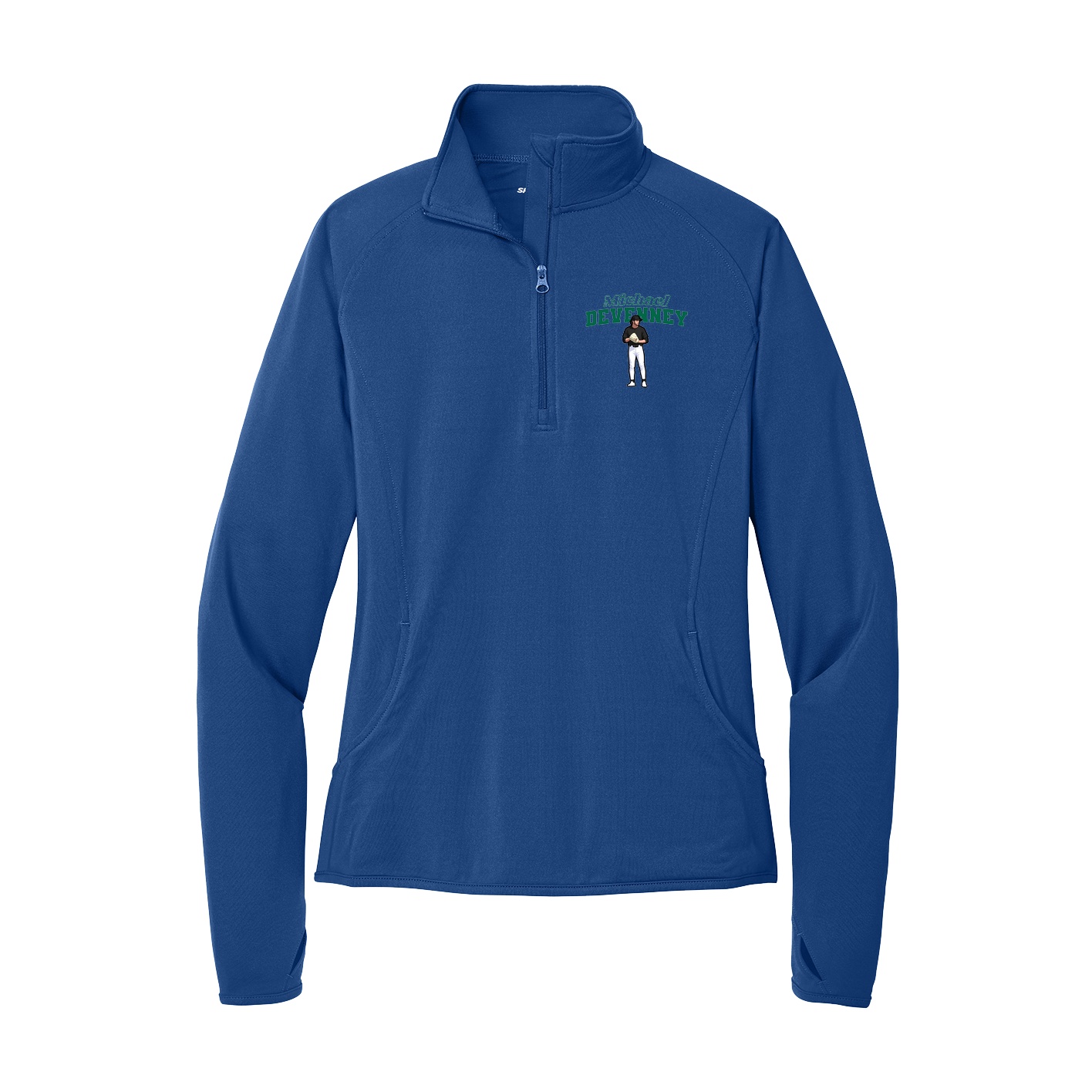 Women's Q-Zip Pullover — Name Arch in Royal