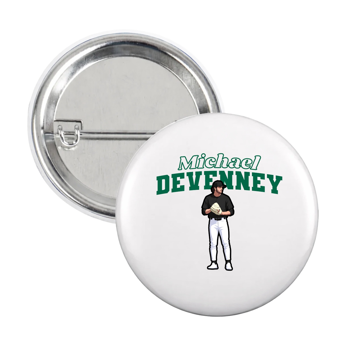 Game Day Button — Name Arch in White