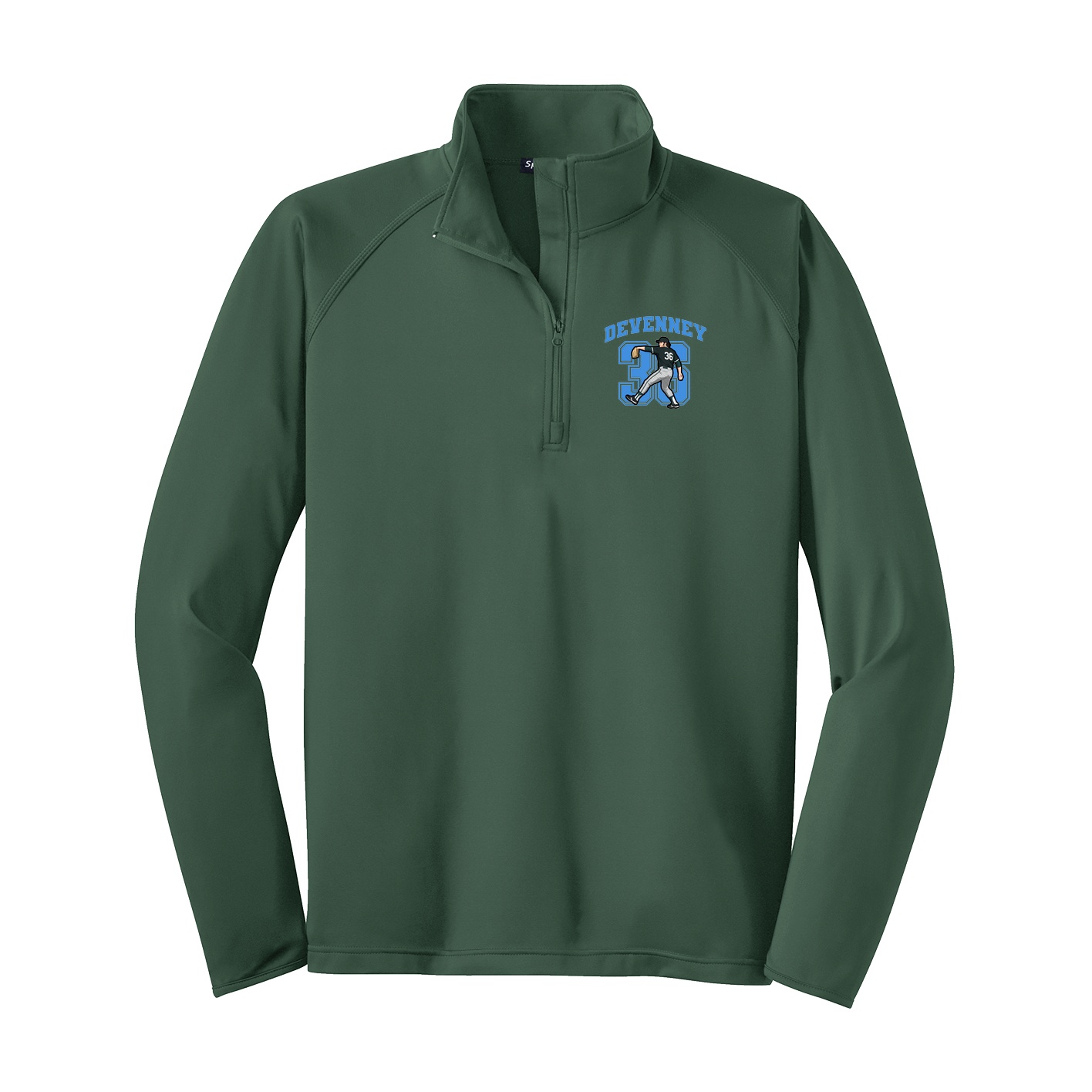 Q-Zip Pullover — Number in Green