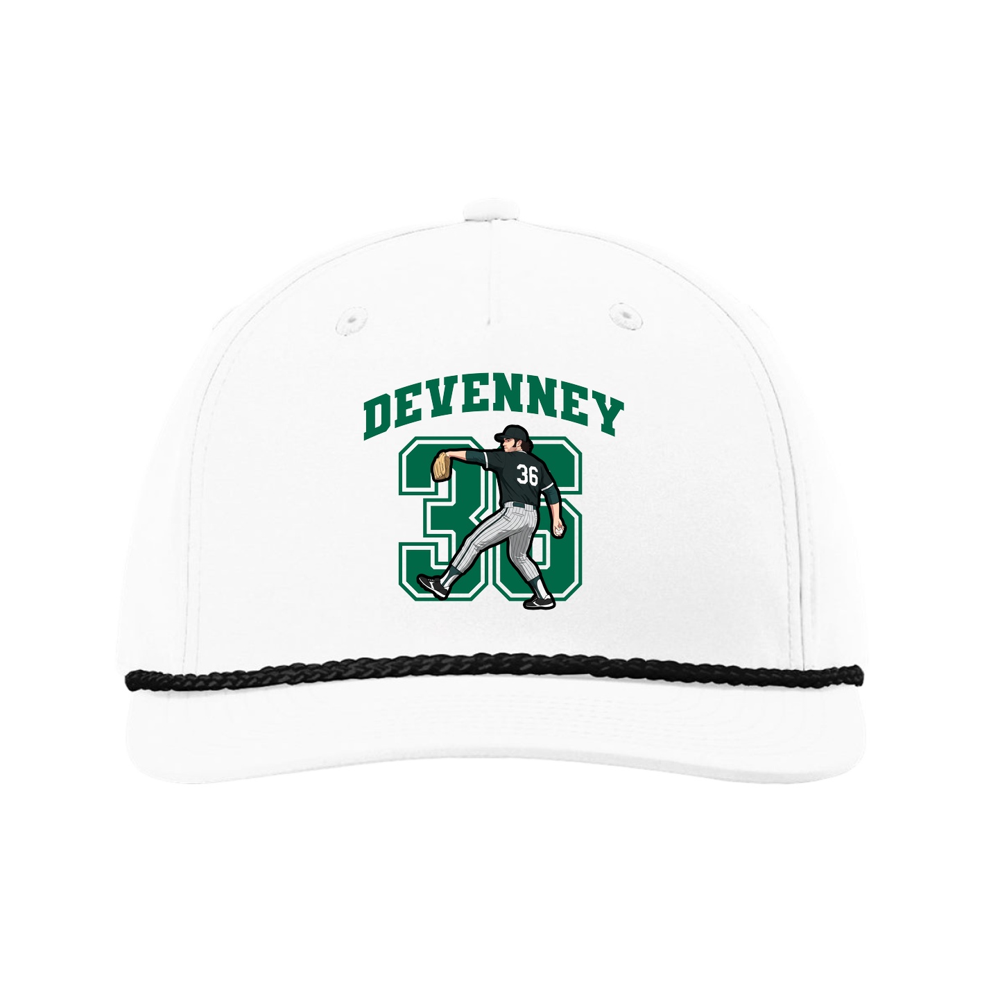 Five-Panel Classic Rope Cap — Number in White