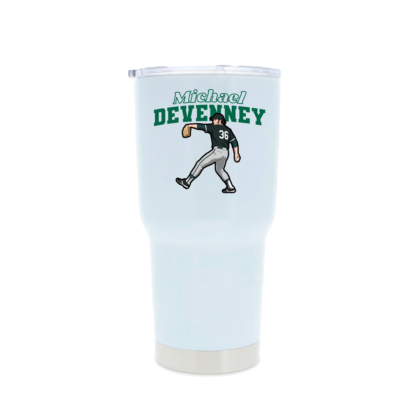 30oz Stainless Steel Tumbler — Name Arch in White