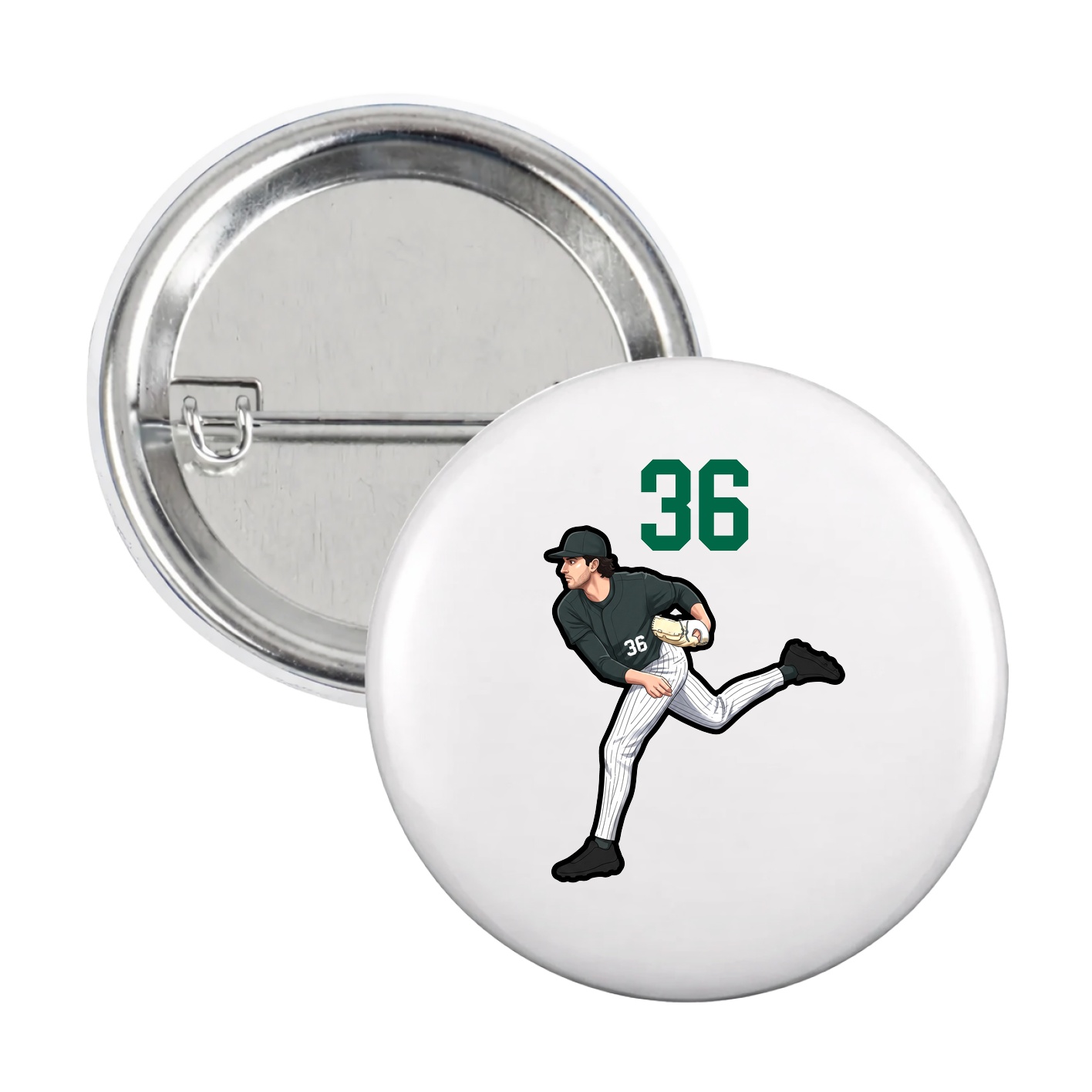 Game Day Button — Number Top in White