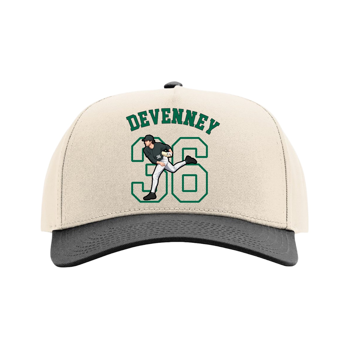 Full Fabric Five-Panel Champ Cap — Shirsey Arch in Cream/Black