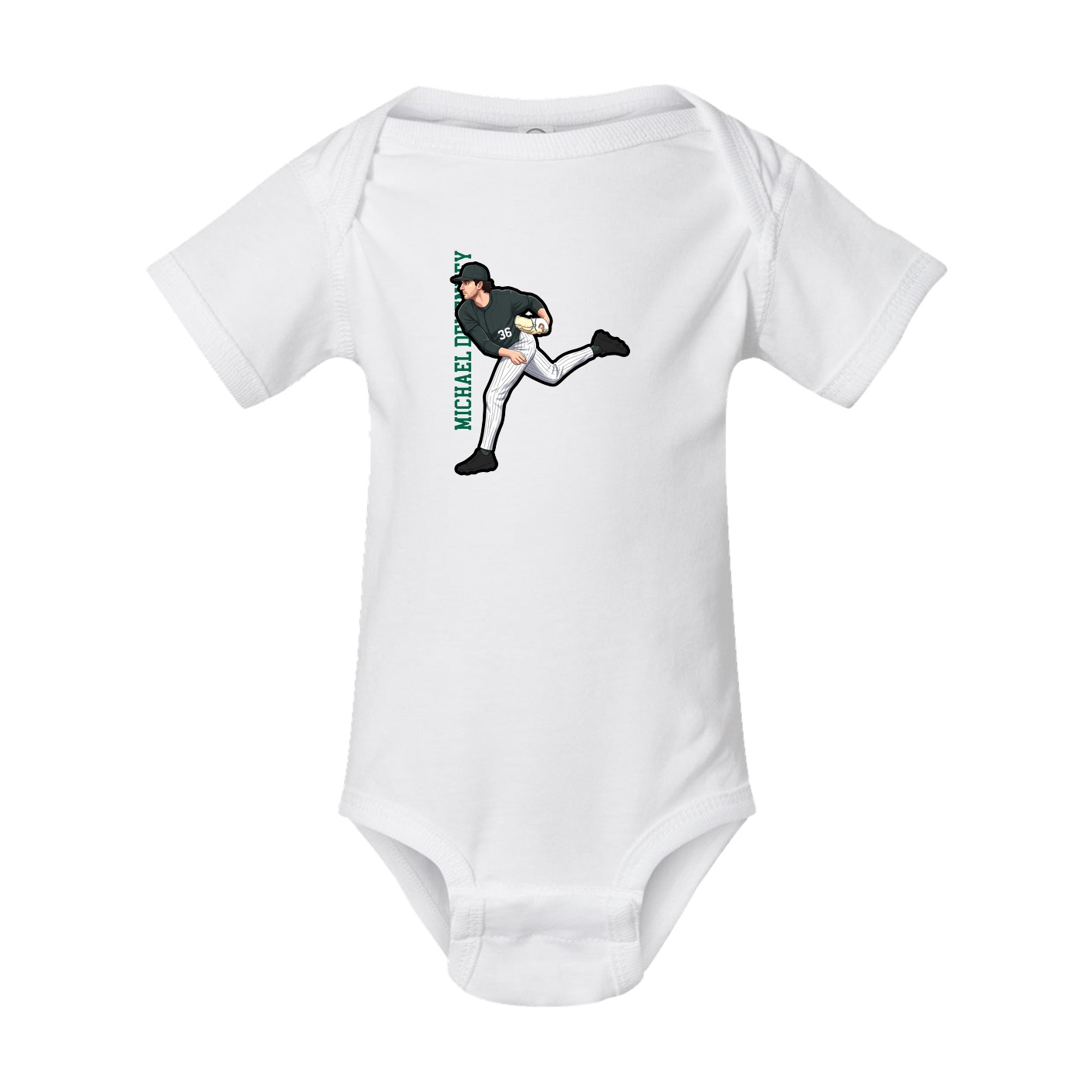 Baby Onesie — Name Vertical in White