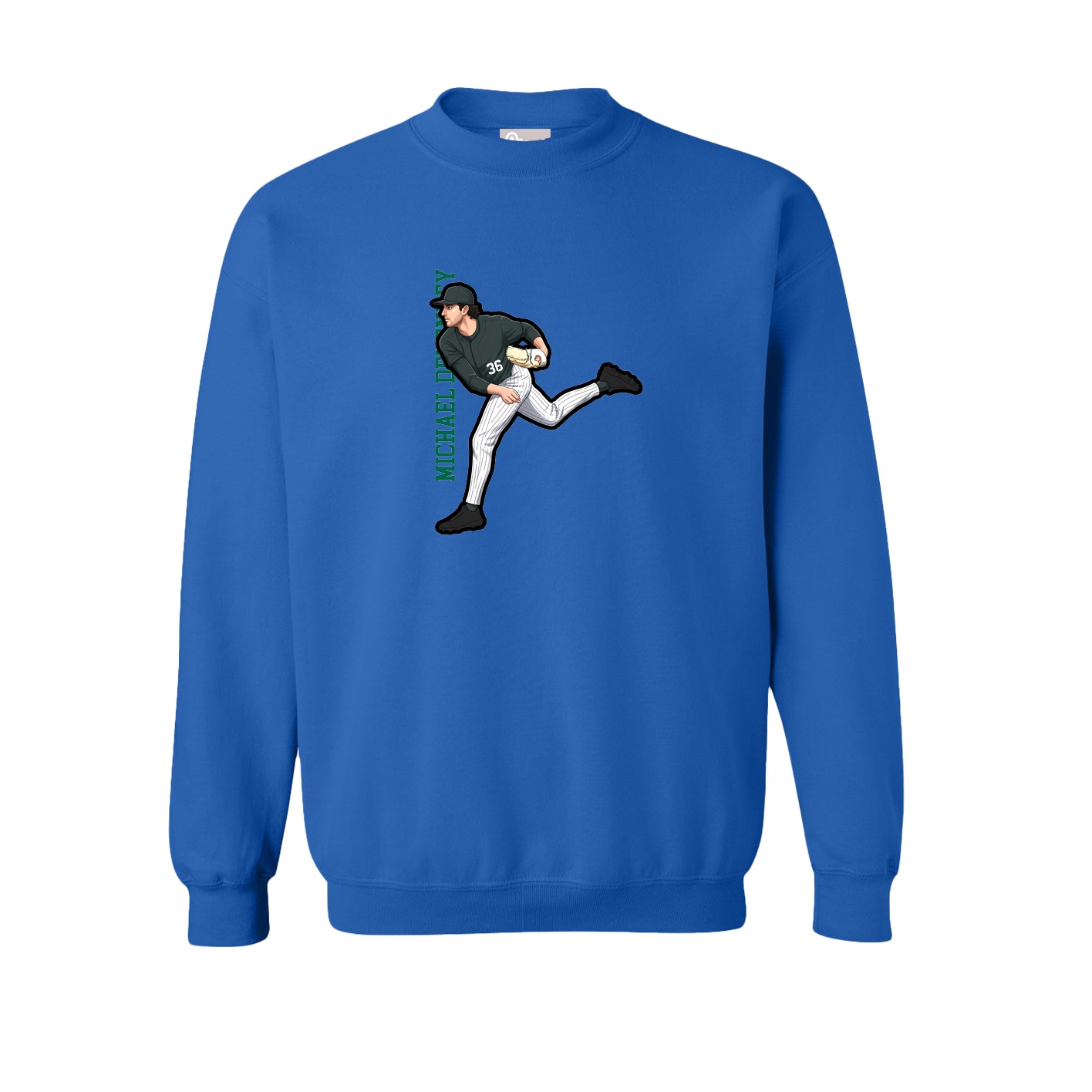 Fleece Crew — Name Vertical in Royal