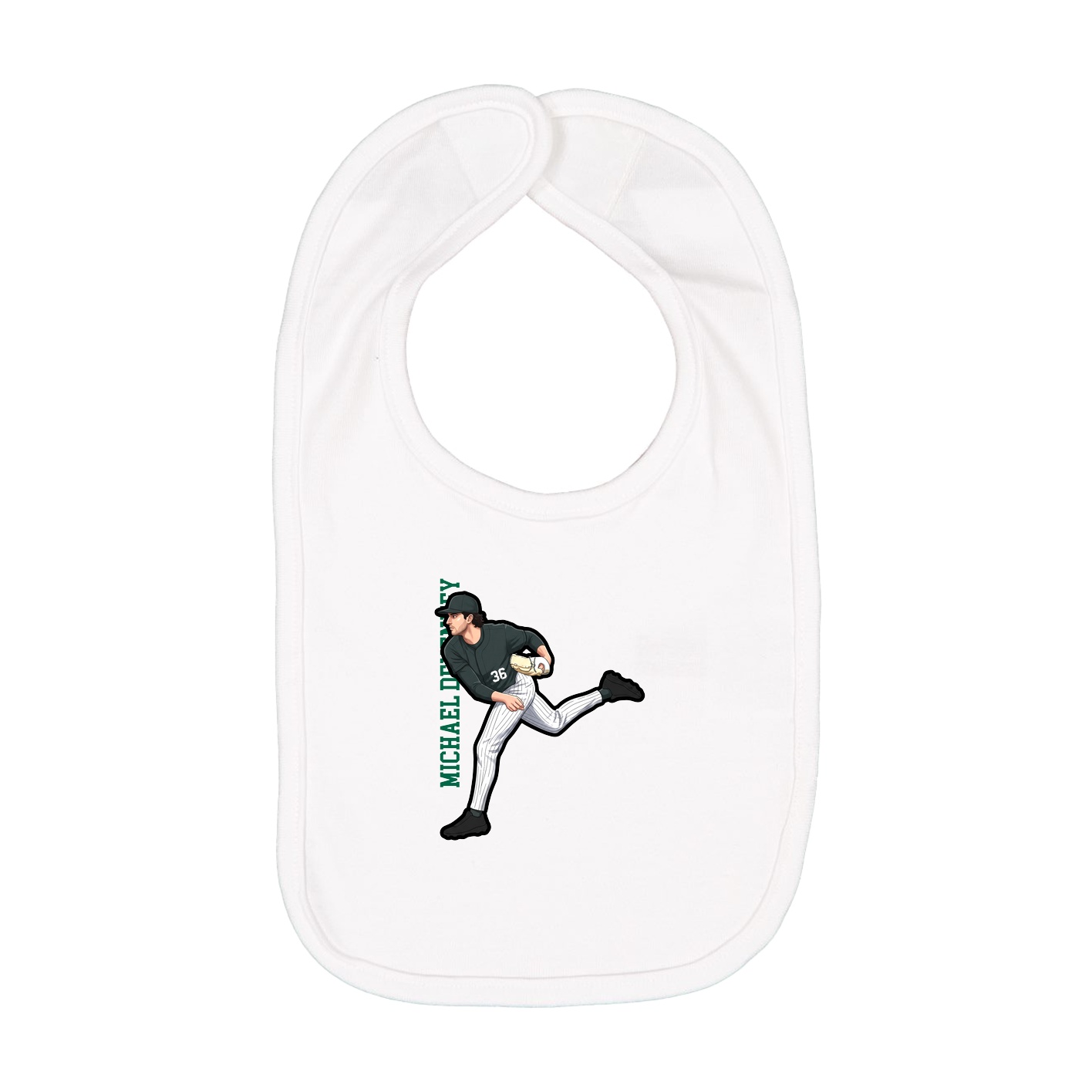Infant Bib — Name Vertical in White