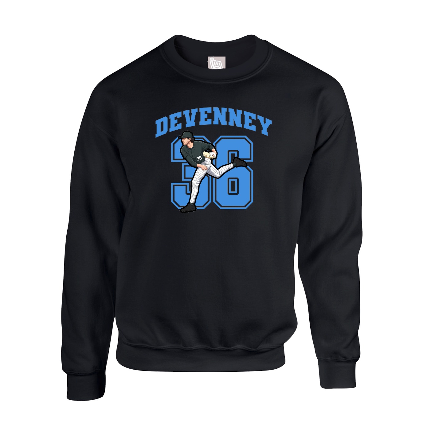 Fleece Crew — Number in Black
