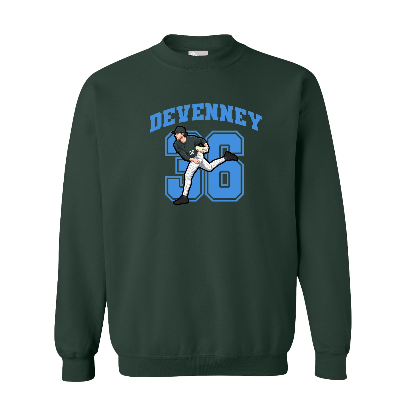 Fleece Crew — Number in Green