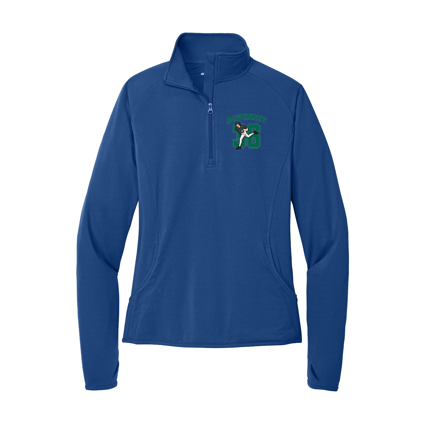 Women's Q-Zip Pullover — Number in Royal