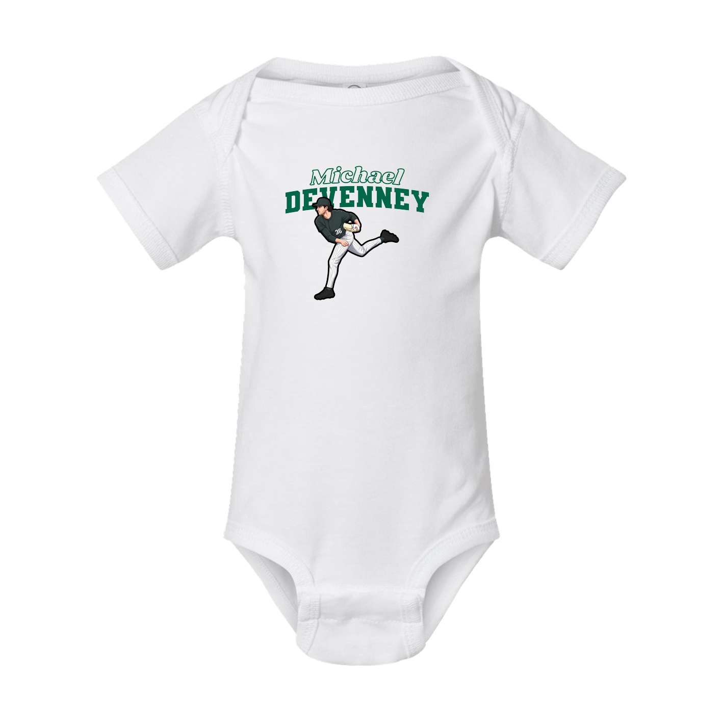 Baby Onesie — Name Arch in White