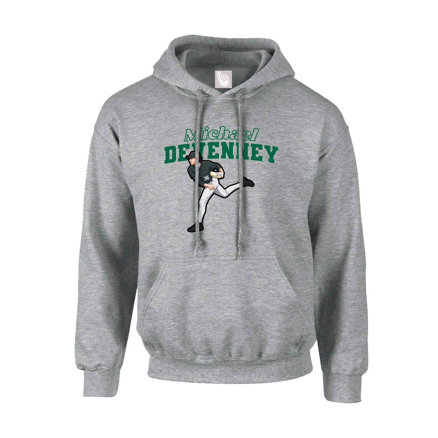 Youth Hoodie — Name Arch in Grey