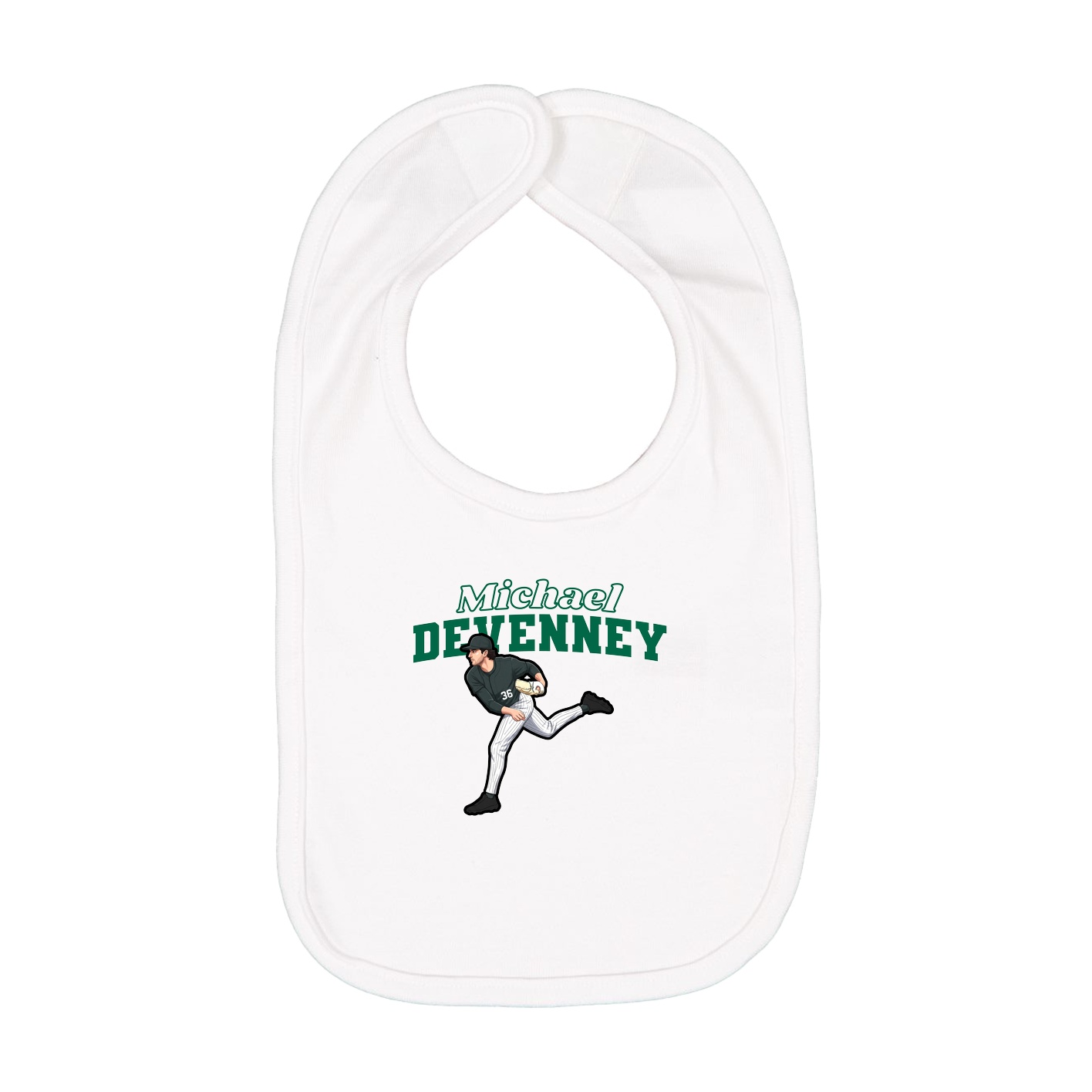 Infant Bib — Name Arch in White
