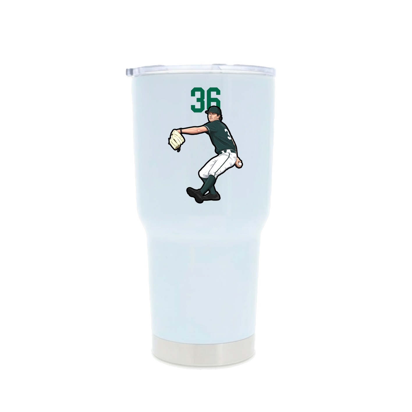 30oz Stainless Steel Tumbler — Number Top in White