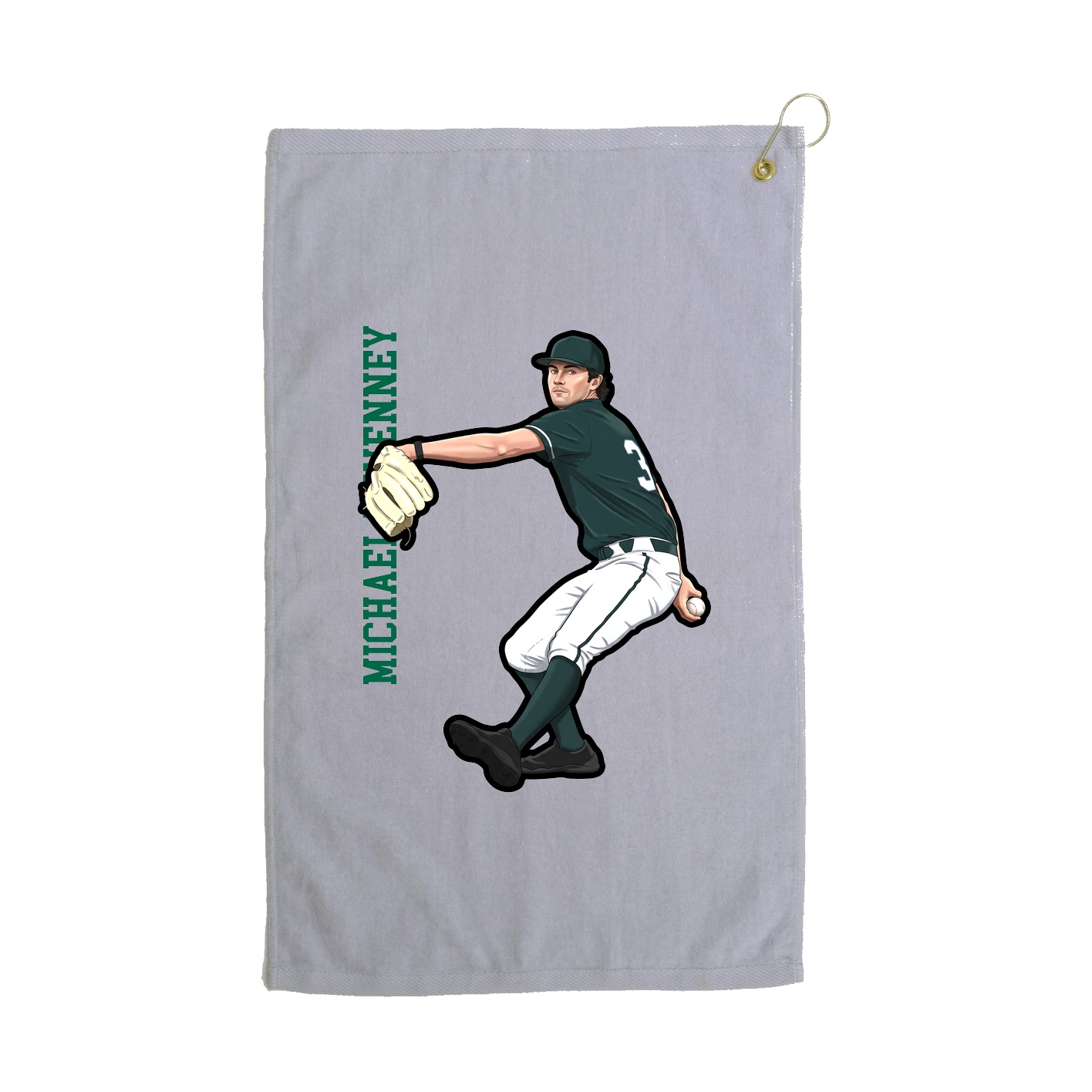 Golf Towel — Name Vertical in Grey