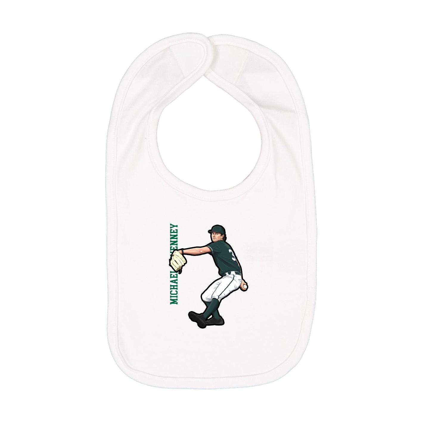 Infant Bib — Name Vertical in White