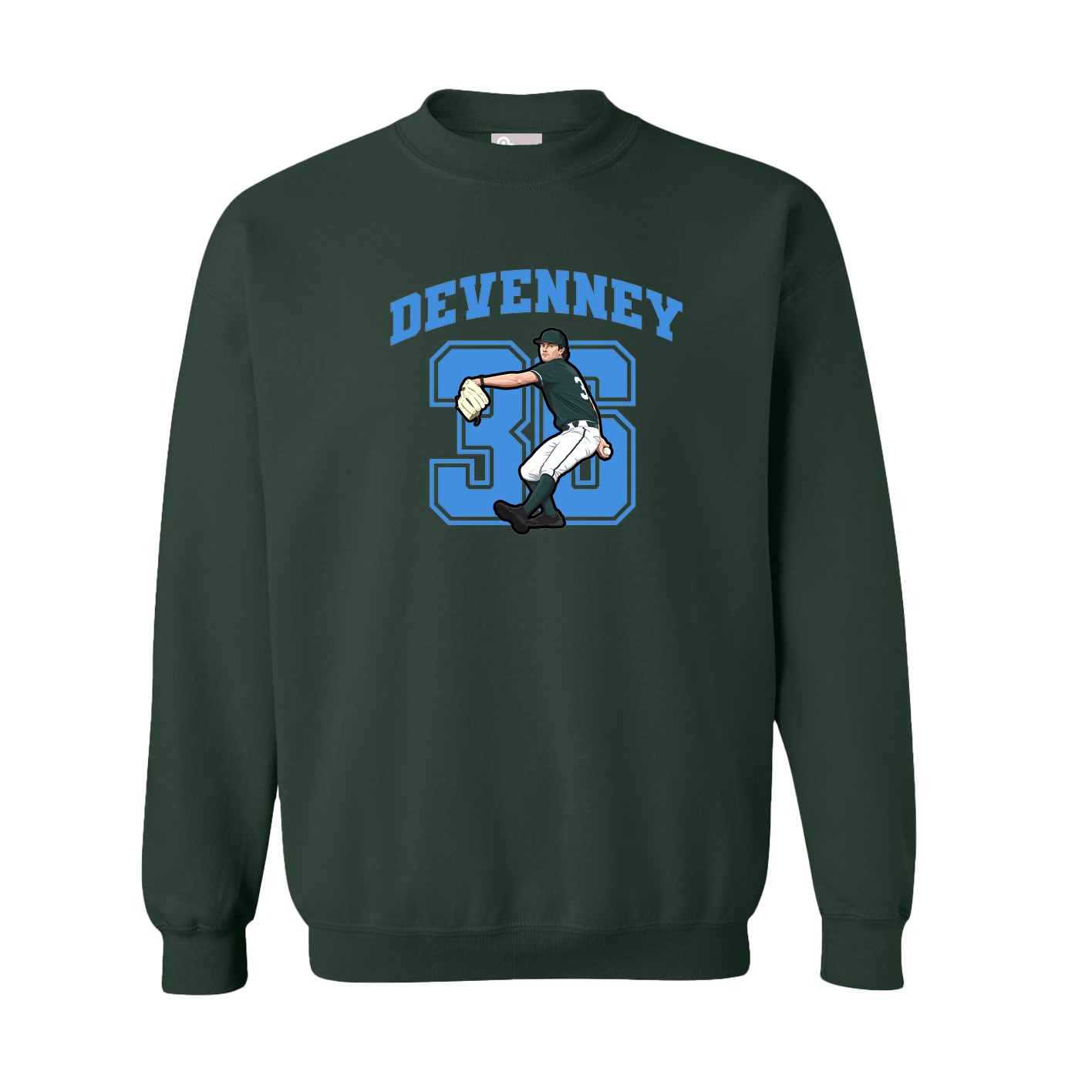 Fleece Crew — Number in Green